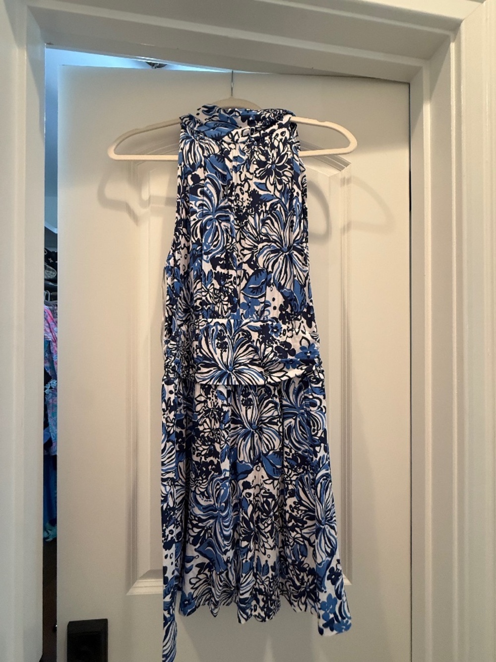 NWT Lilly Pulitzer Wyota Skirted Romper in Low Tide Navy Pandarama Size Medium